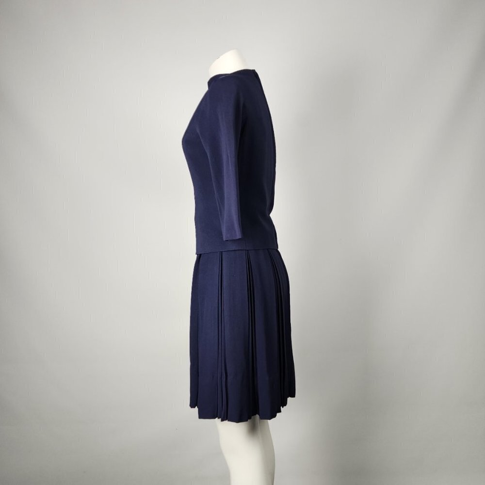 Teal Traina New York 1960s Navy Blue Top & Dress Set Size XS - Picture 7 of 15